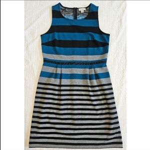 LOFT Striped Sleeveless Fit and Flare Dress